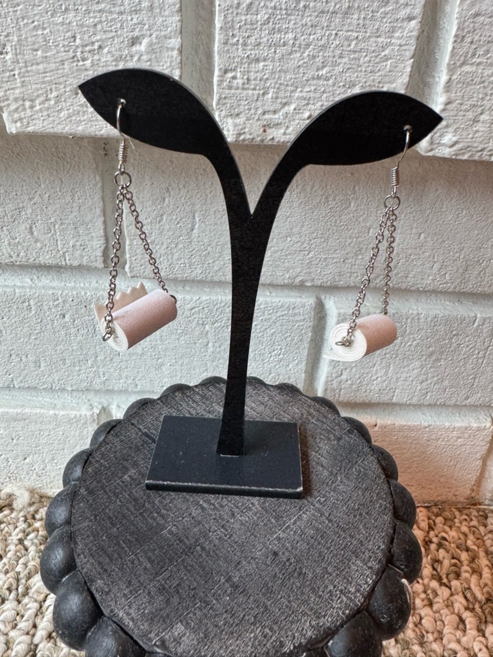 White Rolled Paper Drop Earrings - Women Jewelry